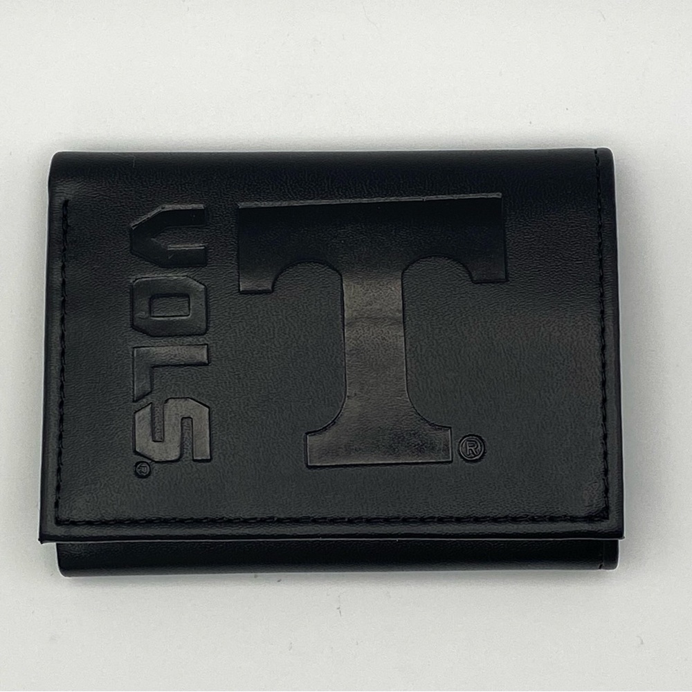 UT VOLS Black Leather Trifold Wallet TN College Fan Big Orange Graduation NWOT